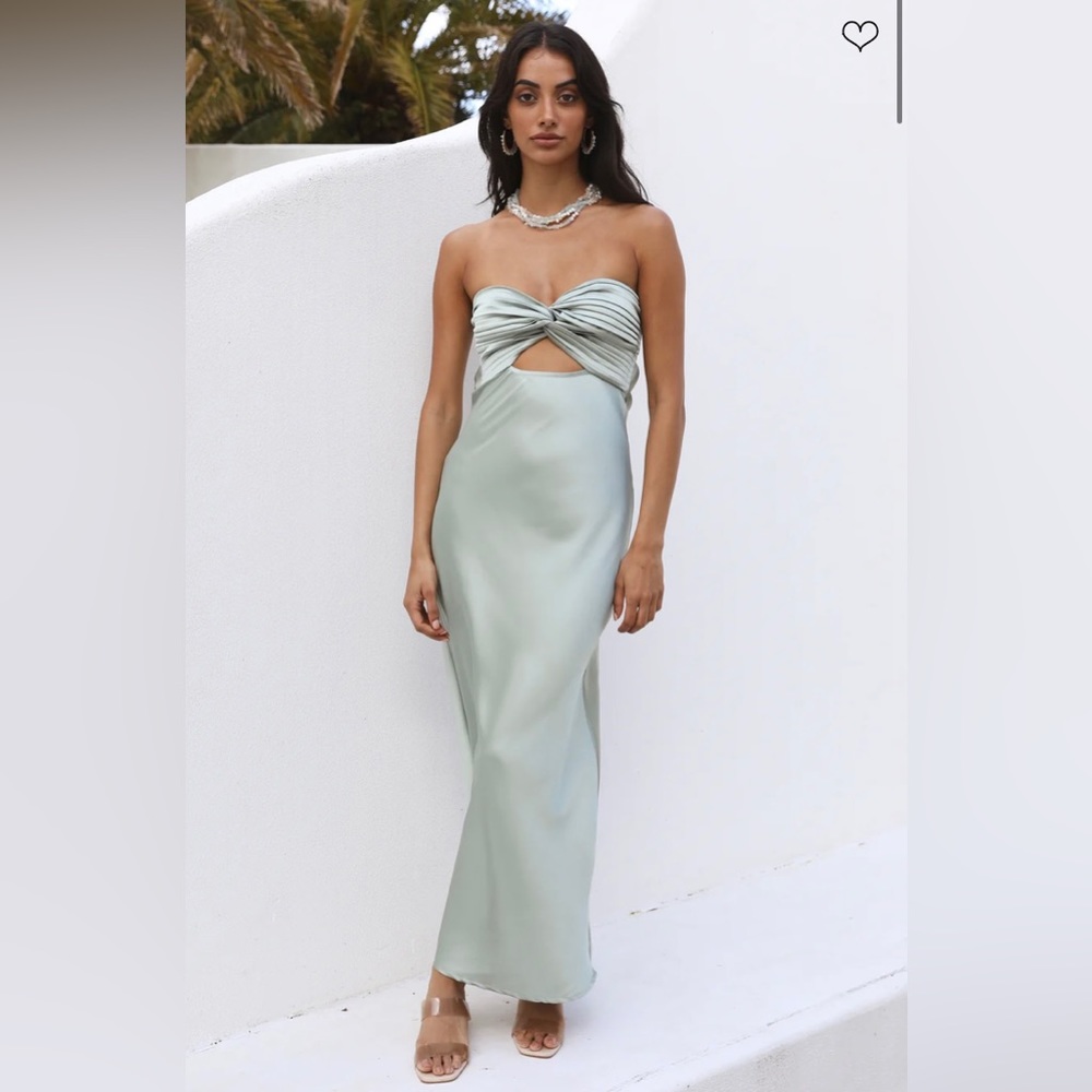 LACED WITH GOLD MAXI DRESS SAGE